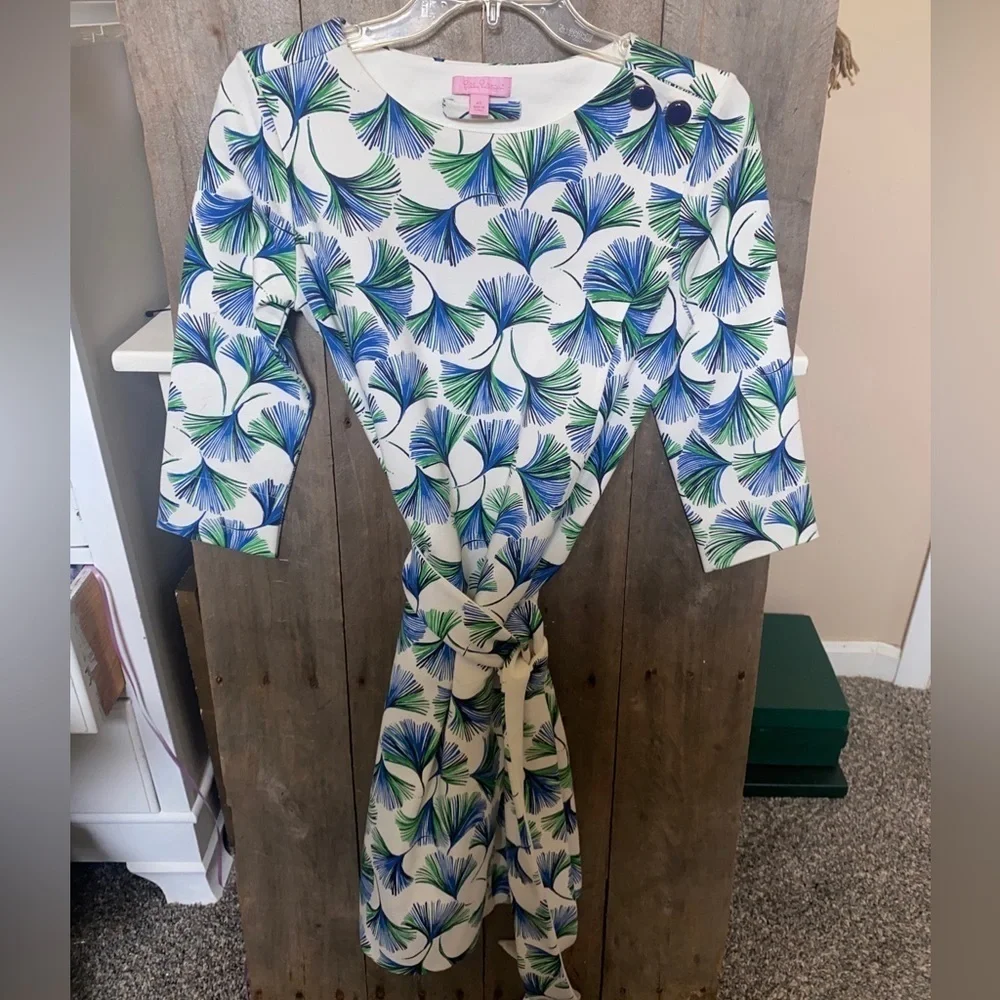 Lilly Pulitzer Peacock feather Dress 3/4 sleeve
